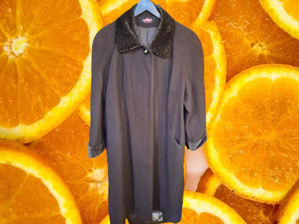 Alorna Long Wool Button Up Brown Coat‎ with Tiger Print Collar